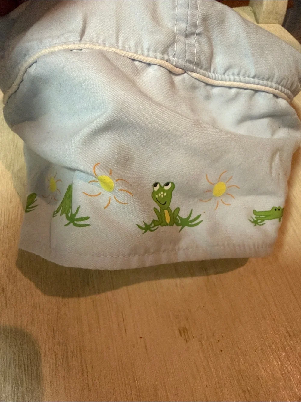 Light Blue Kids Cap with Frog & Hot Air Balloon Embroidery